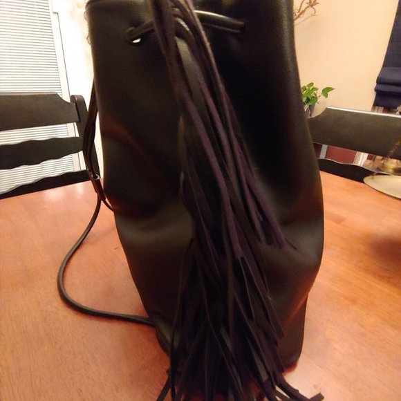 Victoria Secret black backpack purse with fringe - Picture 4 of 11